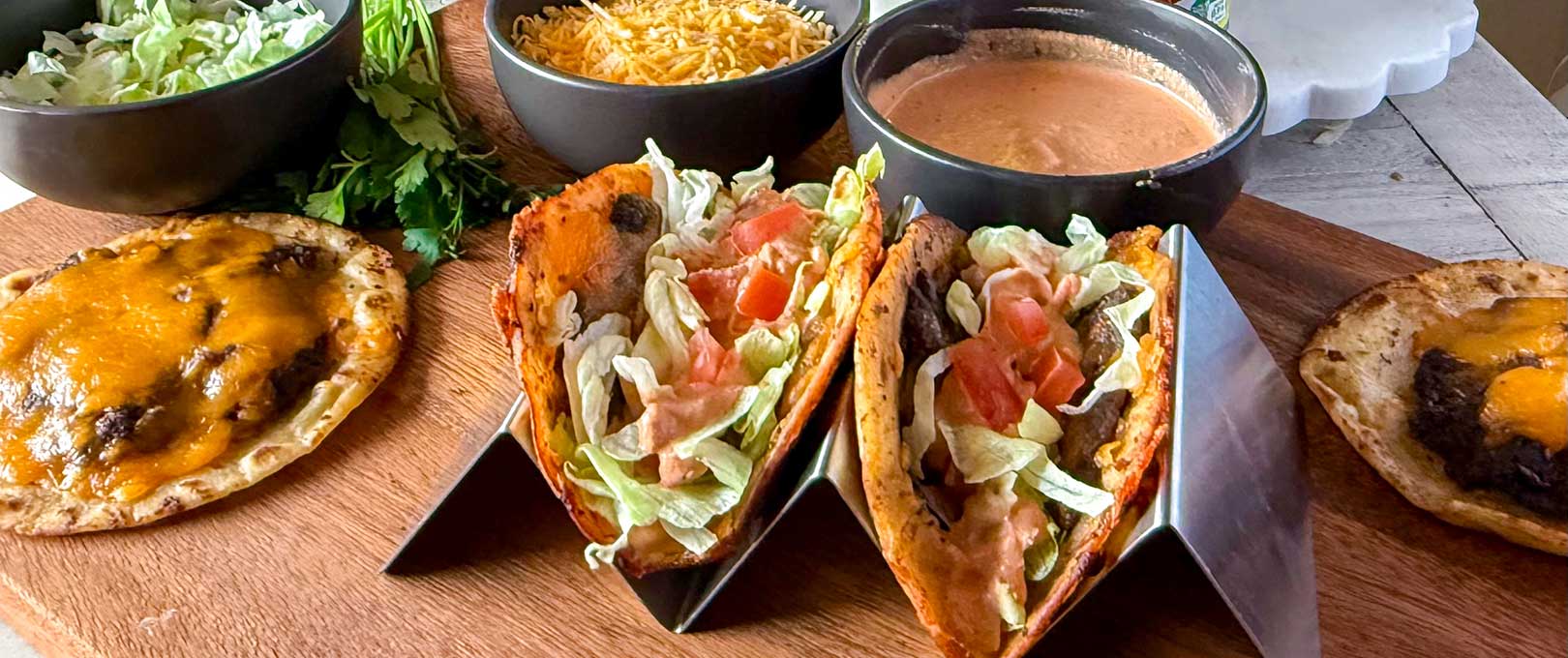 Smash Burger Tacos with Tomato-Chile Sauce Recipe