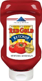 Red Gold 33% Fancy Tomato Ketchup 14 oz. Squeeze Bottle - 24/Case