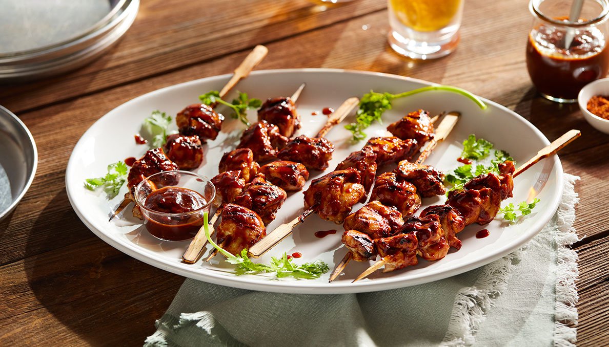 Image of Chicken Skewers with Tangy BBQ Sauce using Red Gold Tomato Products
