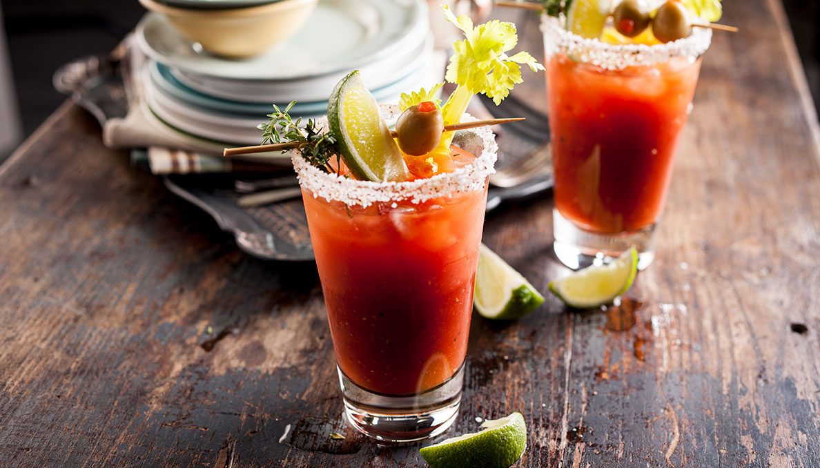 Image of two Sacramento Sangrita cocktails on wood table