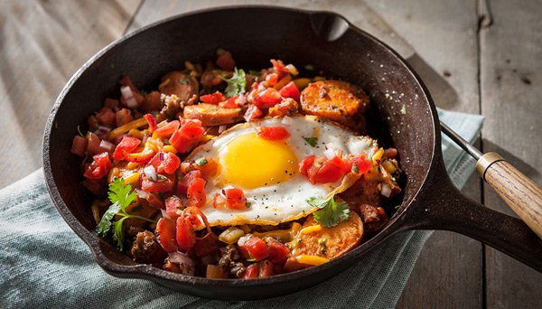 Sweet potato hash with eggs