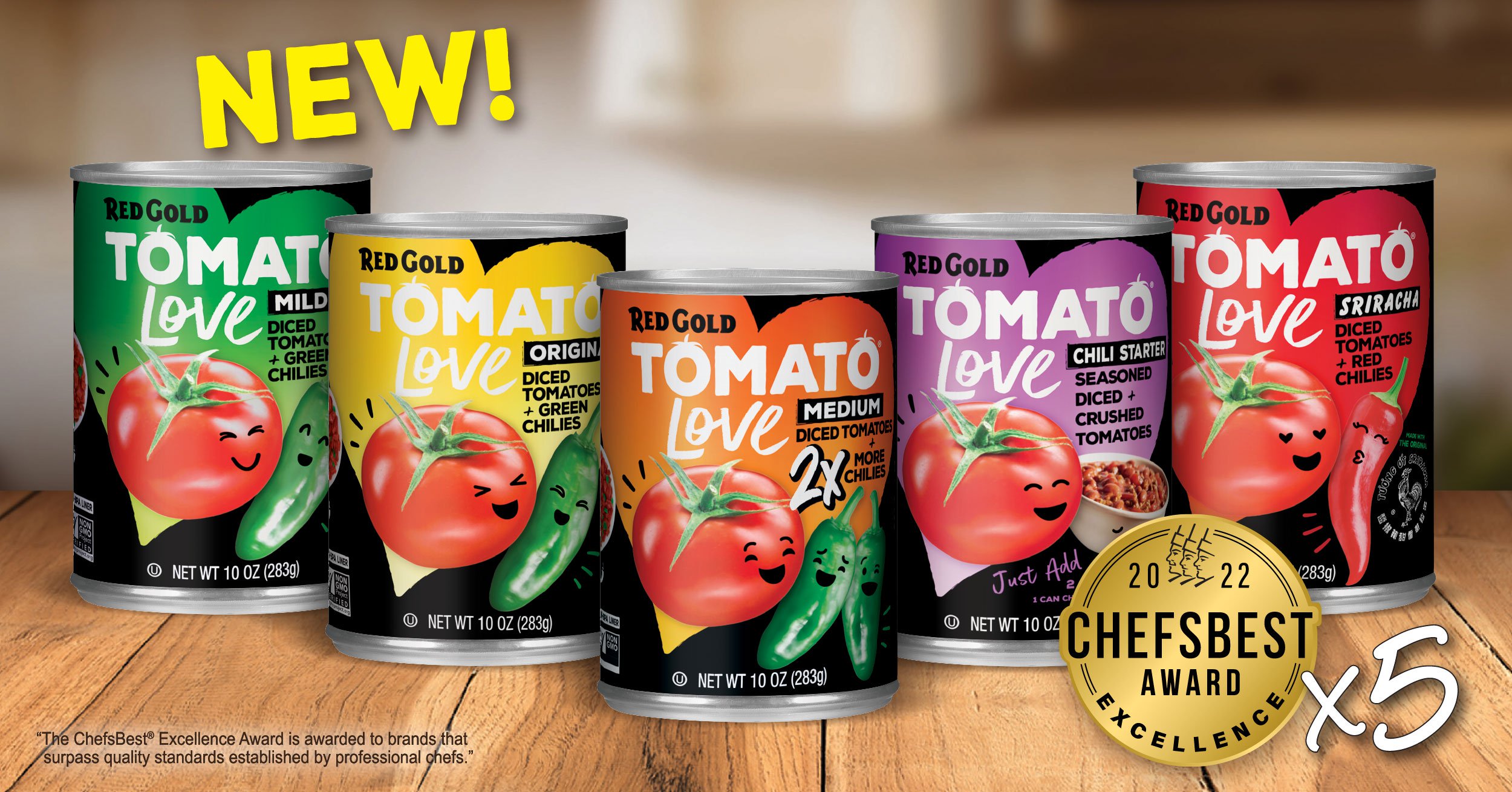 New 5 Tomato Love Product Line Up with Chefs Best Award