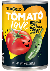 Red Gold Tomato Love Original Diced Tomatoes with Green Chilies