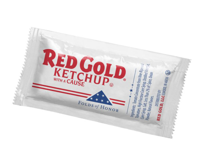 Packet of Red Gold Ketchup with a Cause, Folds of Honor