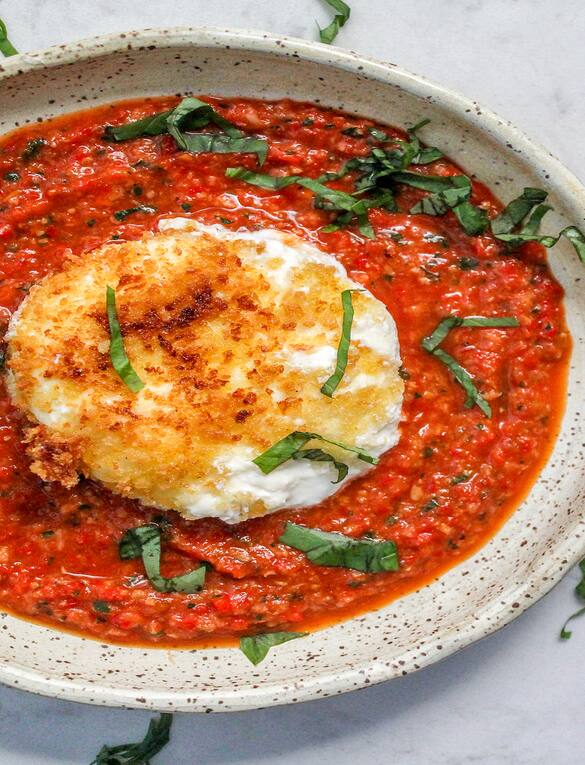 Romesco & Fried Burrata with Crispy Sourdough
