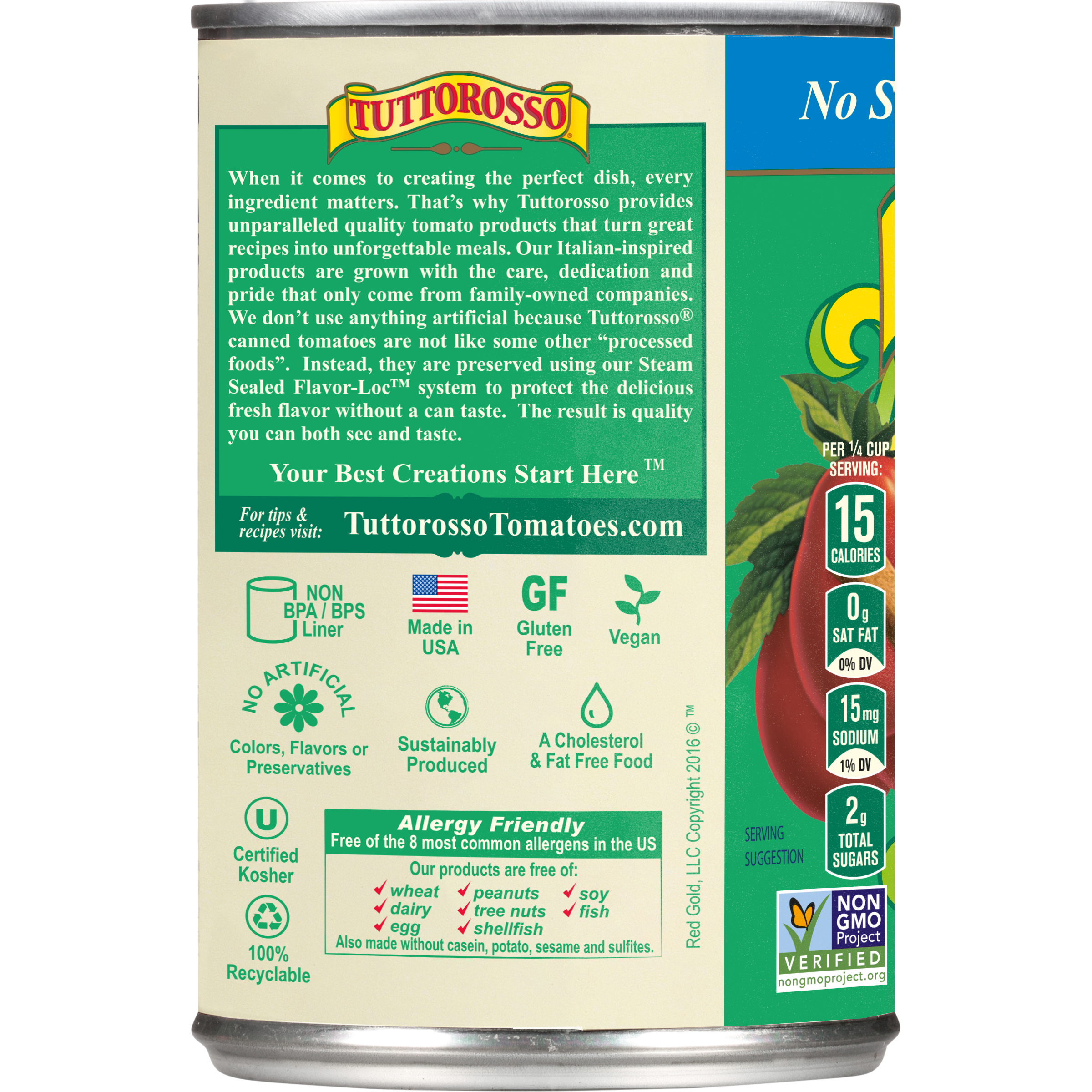 No Salt Added Crushed Tomatoes with Basil 15 oz. Image:3
