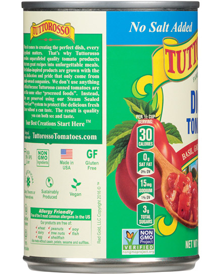 No Salt Added Diced Tomatoes Basil, Garlic & Oregano 14.5 oz Image:3