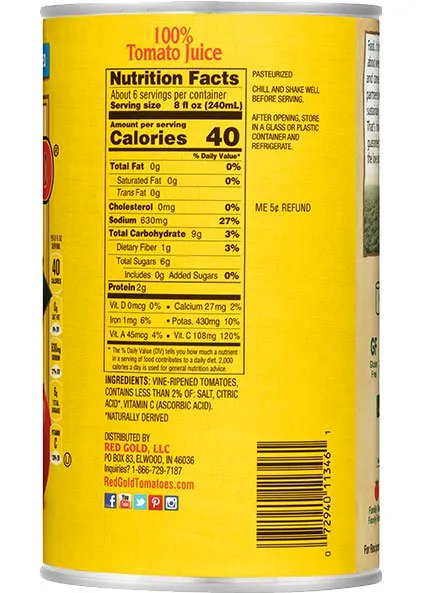 Fresh Squeezed Canned Tomato Juice 46 oz Image:3