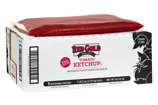 114 oz Pouch Red Gold Tomato Ketchup sweetened with Sugar