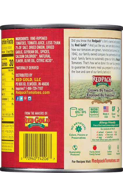 Redpack Diced Tomatoes Basil, Garlic & Oregano 28 oz Image:2