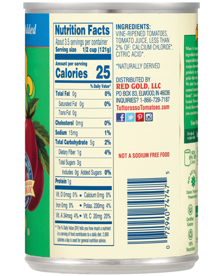No Salt Added Petite Diced Tomatoes 14.5 oz Image:3