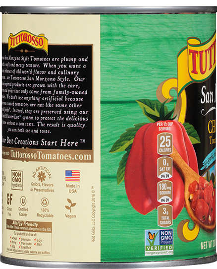 San Marzano Style Chopped Tomatoes in Puree with Garlic, Basil Olive Oil & Sea Salt 28 oz Image:4