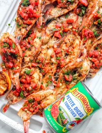 Butterflied Grilled Prawns with Chimichurri-Style Red Sauce