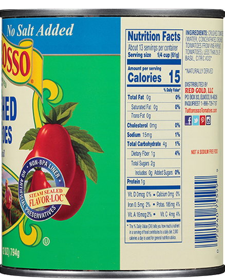 No Salt Added Crushed Tomatoes with basil 28 oz Image:3