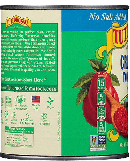 No Salt Added Crushed Tomatoes with basil 28 oz Image:4