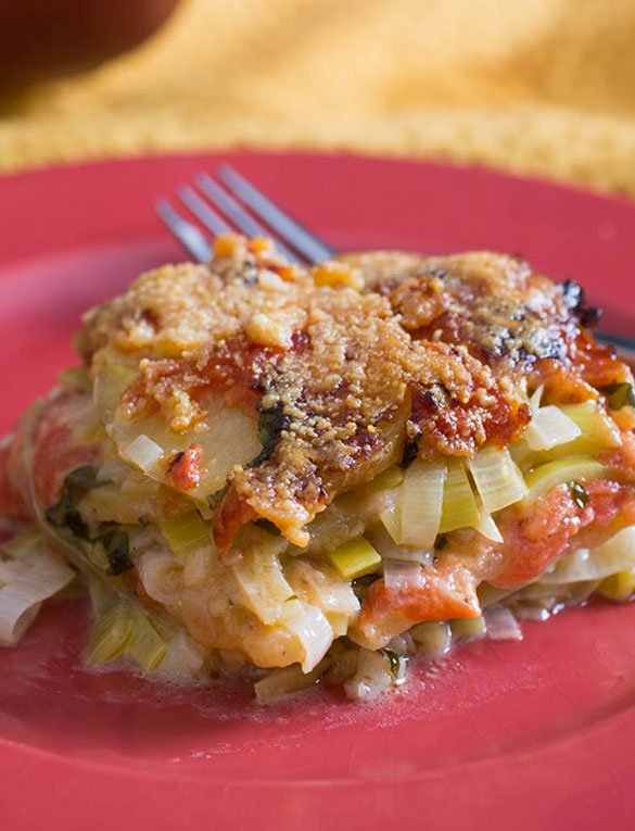 Tomato, Potato and Leek Gratin by Chef Hugh Acheson