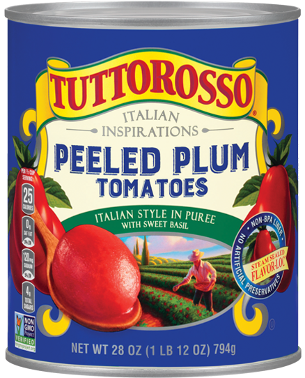Peeled Plum Tomatoes Italian Style in Puree with Sweet Basil 28 oz Image:1