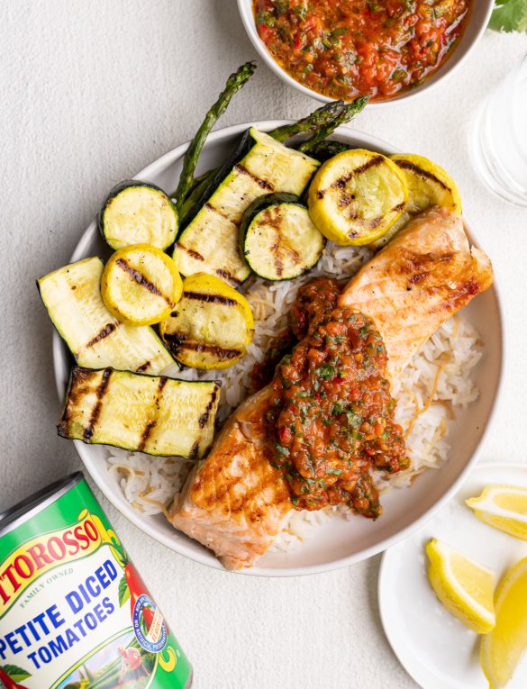 Grilled Salmon with Chimichurri Rojo