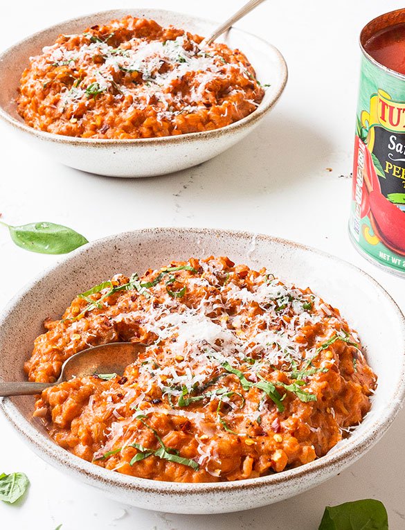 Tomato and Basil Farro Risotto