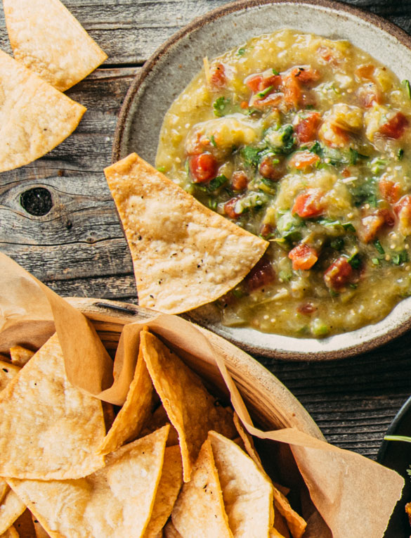 Roasted Tomatillo Salsa with Tomatoes