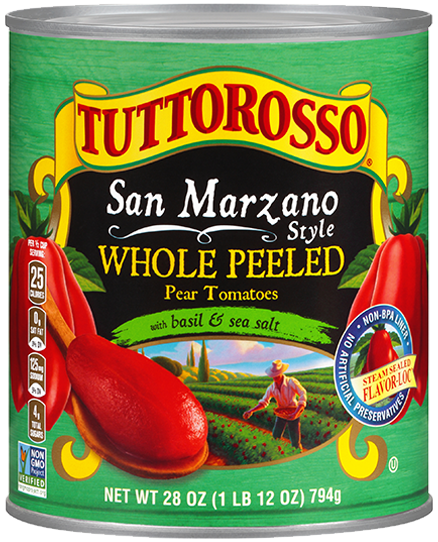 San Marzano Style Whole Peeled Pear Tomatoes with Basil & Sea Salt 28 oz Image:1