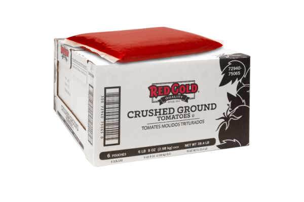 105 oz Pouch Red Gold Crushed Ground Tomatoes in Puree