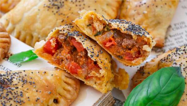 Basil-Squash, Beef & Cheese Empanadas