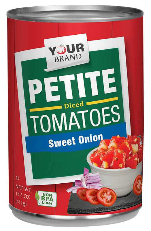 14.5 oz Petite Diced Tomatoes with Sweet Onion