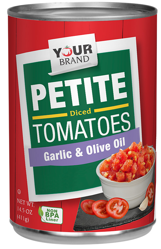 14.5 oz Petite Diced Tomatoes with Garlic and Olive Oil
