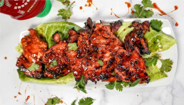 Sweet and Spicy Glazed and Grilled Chicken Thighs