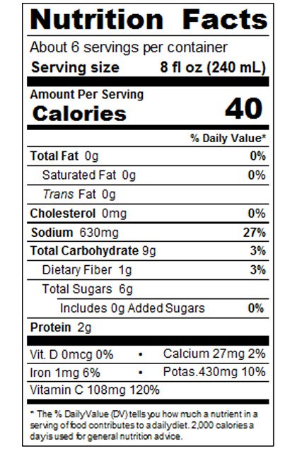 46 fl oz Fresh Tomato Juice with 120% Vitamin C – Can Image:2