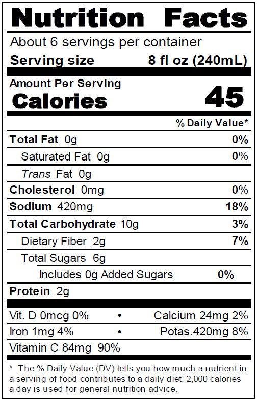 46 fl oz Organic Vegetable Juice from Concentrate Image:2