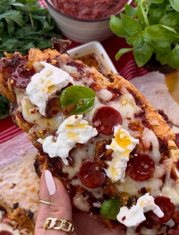 Garlic Butter Hot Honey Pepperoni Pizza Croissants