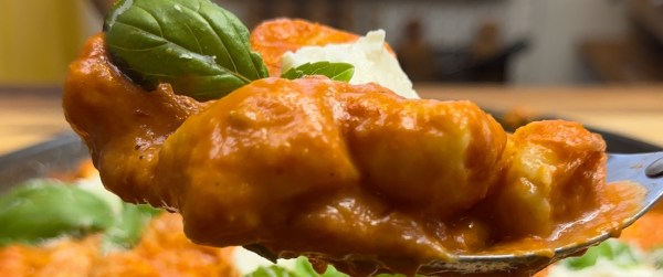 Ricotta Gnocchi with Roasted Red Pepper Tomato Sauce
