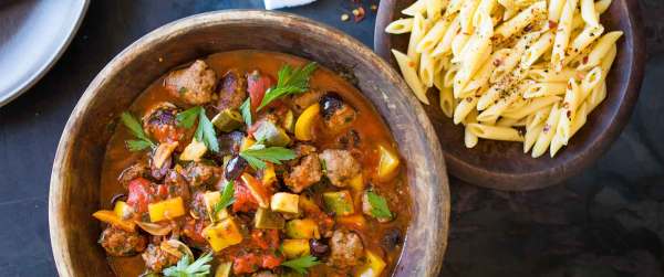 Sausage Marinara with Zucchini & Olives