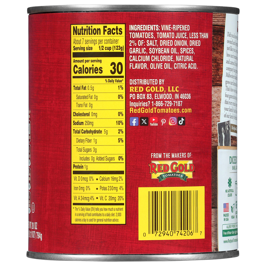 Redpack Diced Tomatoes Basil, Garlic & Oregano 28 oz Image:3