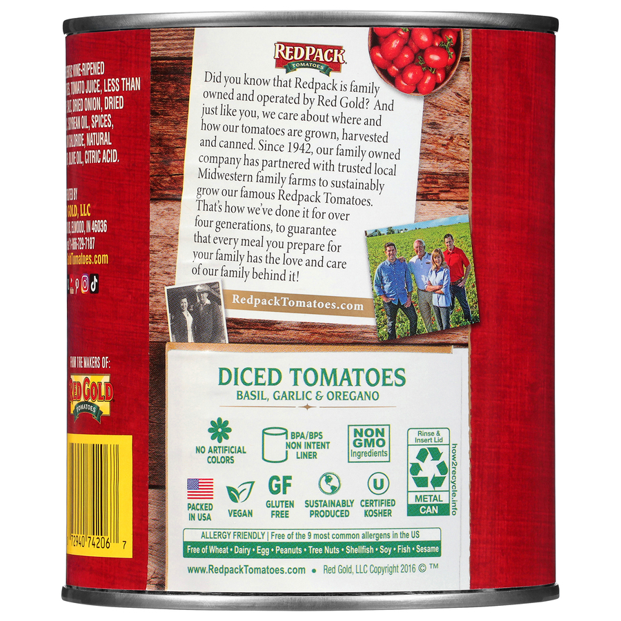 Redpack Diced Tomatoes Basil, Garlic & Oregano 28 oz Image:2