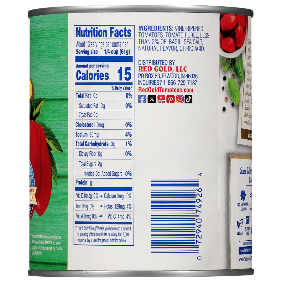 San Marzano Style Hand Crushed Tomatoes in Puree with Basil & Sea Salt 28 oz Image:3