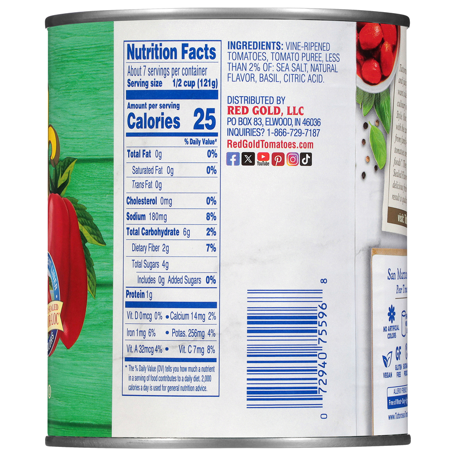 San Marzano Style Whole Peeled Pear Tomatoes with Basil & Sea Salt 28 oz Image:3