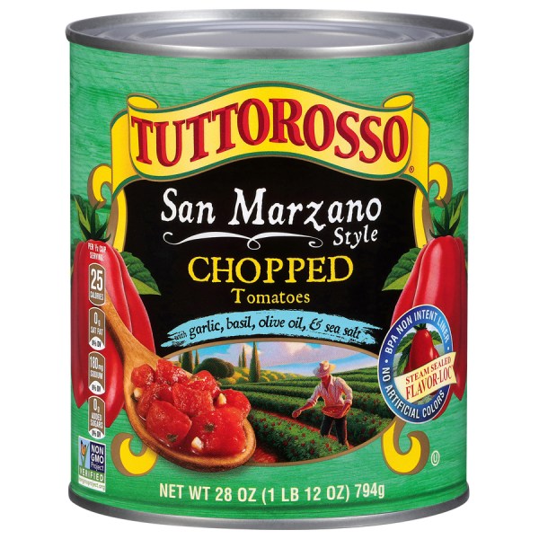 San Marzano Style Chopped Tomatoes in Puree with Garlic, Basil Olive Oil & Sea Salt 28 oz
