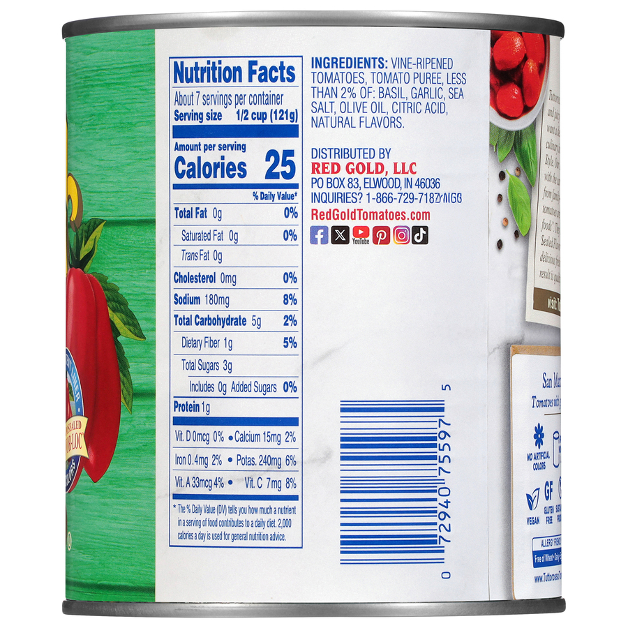 San Marzano Style Chopped Tomatoes in Puree with Garlic, Basil Olive Oil & Sea Salt 28 oz Image:3