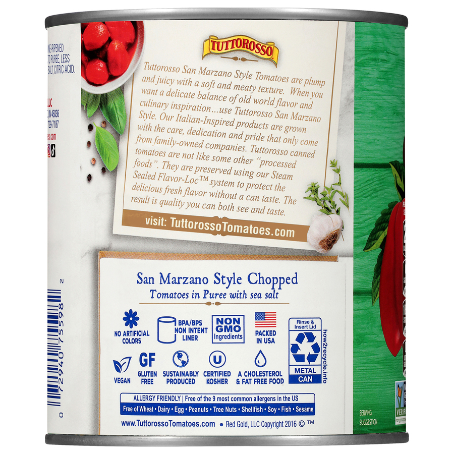 San Marzano Style Chopped Tomatoes in Puree with Sea Salt 28 oz Image:2