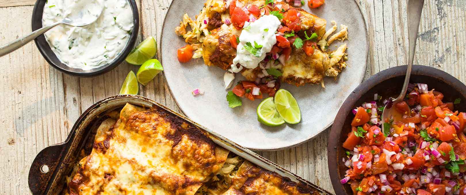 Chicken Enchiladas with Tomato Salsa & Cilantro