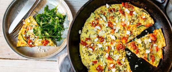 Greek Frittata with Zucchini, Tomatoes and Feta