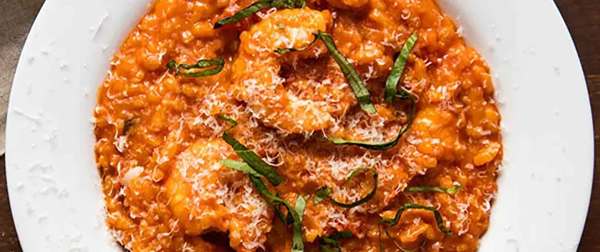 Lemony-Shrimp Risotto with Tomato Sauce