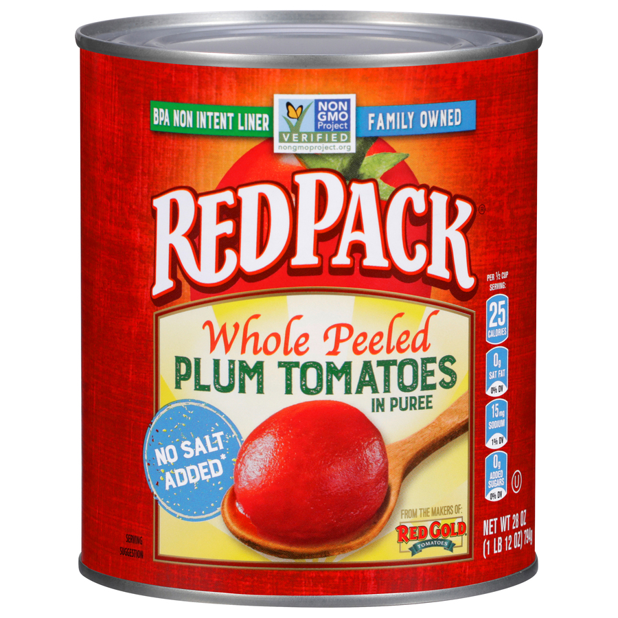 Canned Whole Peeled Plum Tomatoes No Salt Added 28 oz Image:1