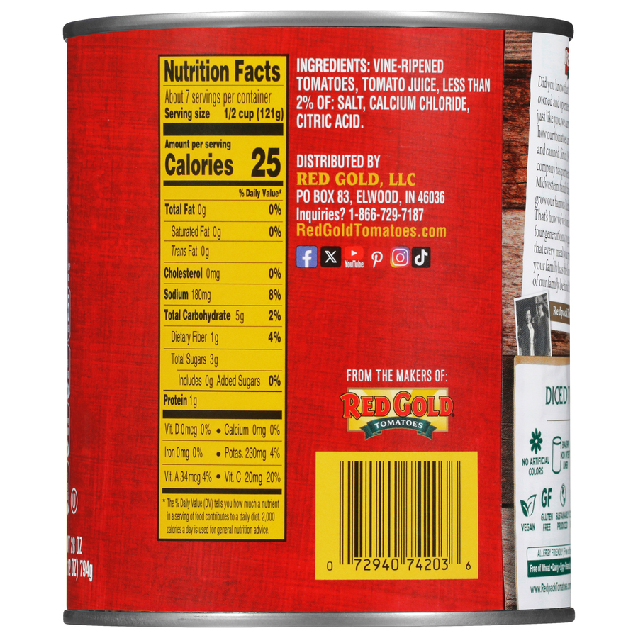 Redpack Canned Diced Tomatoes 28 oz Image:3