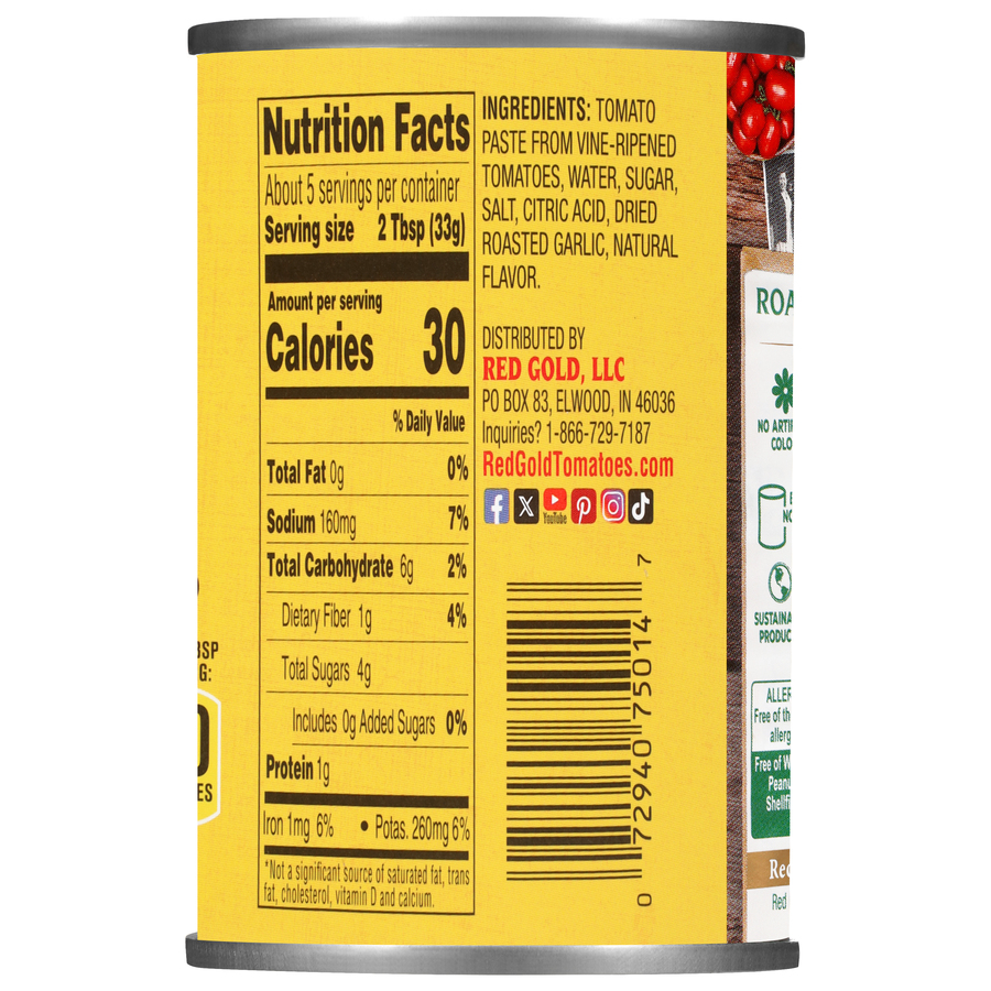 Red Gold Roasted Garlic Tomato Paste 6 oz Image:3