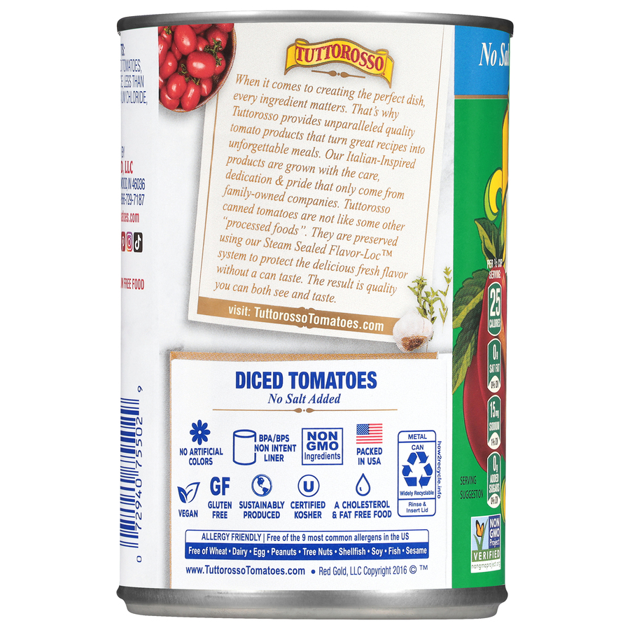 No Salt Added Diced Tomatoes 14.5 oz Image:2