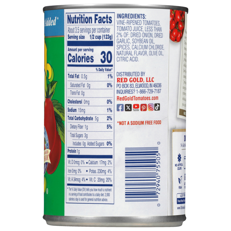 No Salt Added Diced Tomatoes Basil, Garlic & Oregano 14.5 oz Image:2
